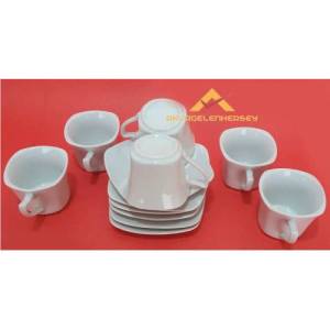 DÜZ BEYAZ PORSELEN BÜYÜK BOY KARE FİNCAN TAKIMI