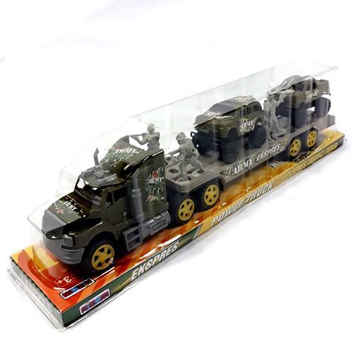 7 Parça Büyük Boy Ordu Araç ve Asker Taşıma Tırı Oyuncak 44x11x8 cm Kaliteli