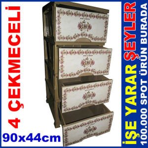 GÜL DESENLİ KALİTELİ PLASTİK 4 ÇEKMECELİ KOMİDİN