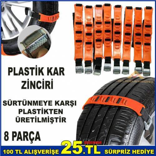 8 Parça Aşınmayan Özel Malzemeden Üretim Demir Aparatlı Patinaj Zinciri Özel Çantalı Kar Zinciri