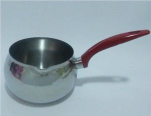 Büyük Boy Küre Model Paslanmaz Çelik Cezve Tek Saplı 800ml Sütlük