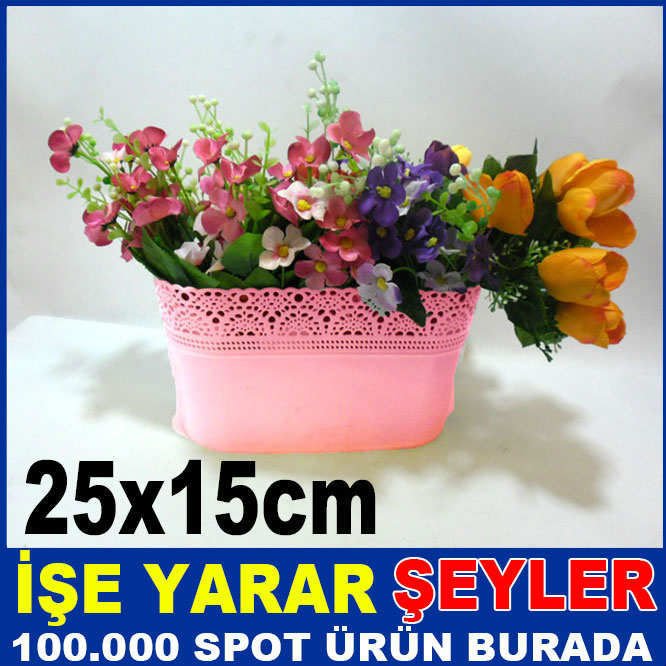 25cm DEKORATİF DESENLİ KURU ÇİÇEK SAKSISI