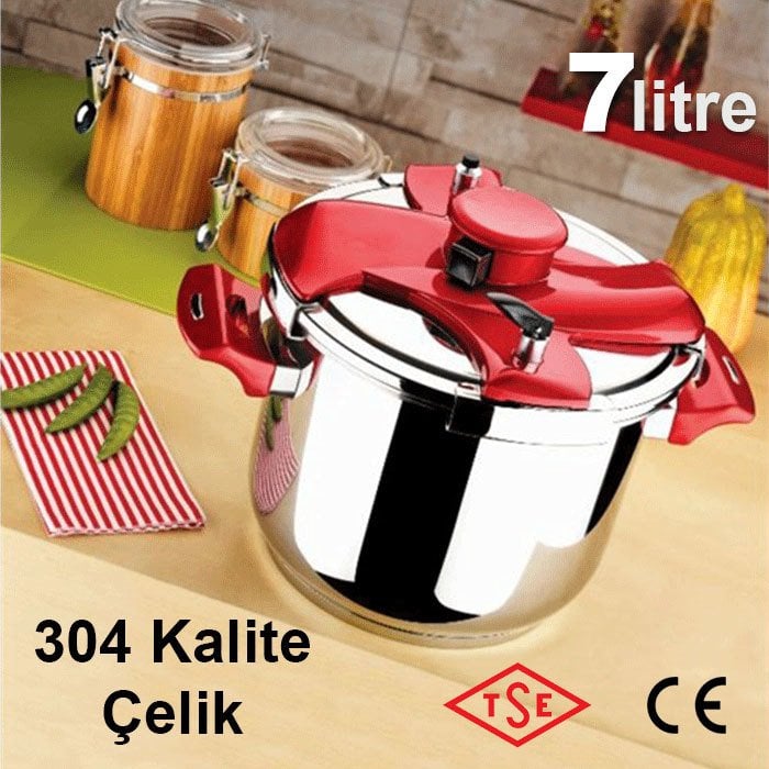 Hascevher Galaxy Düdüklü Tencere 7lt Güvenli Kapak Sistem 304 Kalite Paslanmaz Çelik 18/10