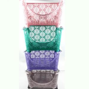 Rengarenk Dantel Desen 4 Kat Sebzelik Meyvelik Banyo Rafı