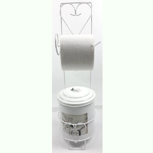 Beyaz Ferfejeden Seyyar Tuvalet Kağıtlığı Ve Çöp Kovası