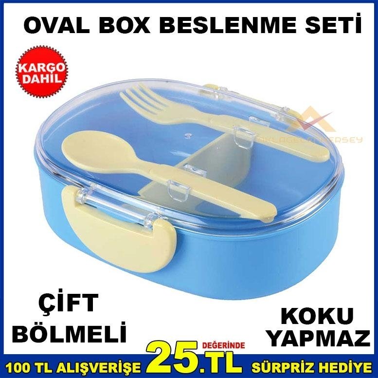 POBİ OVAL BOX PRATİK ÇİFT BÖLMELİ BESLENME SETİ