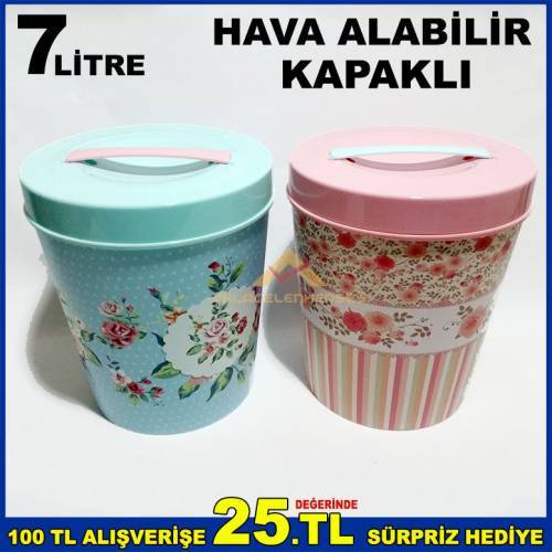 7 Litre Yuvarlak Hava Alabilen Saklama Kabı Ve Erzak Kutusu