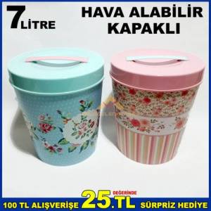 7 Litre Yuvarlak Hava Alabilen Saklama Kabı Ve Erzak Kutusu