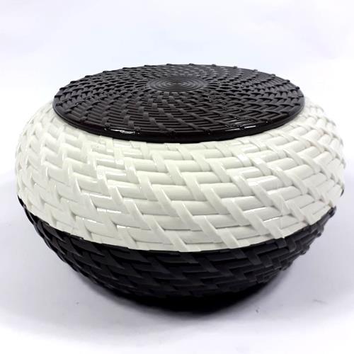 Banyo ve Mutfak Saklama Kabı Kapaklı Hasır Desenli Sabunluk 24x24x14cm