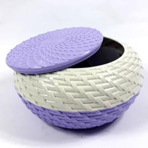 Banyo ve Mutfak Saklama Kabı Kapaklı Hasır Desenli Sabunluk 24x24x14cm