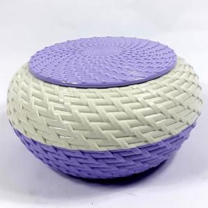 Banyo ve Mutfak Saklama Kabı Kapaklı Hasır Desenli Sabunluk 24x24x14cm