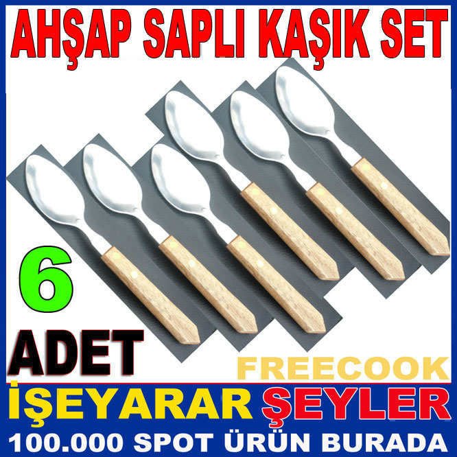 FREECOOK AHŞAP SAPLI 6 LI PORTATİF KAŞIK SETİ