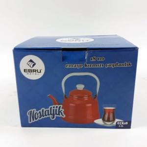 Kırmızı puantiyeli 2.5L emaye çaydanlık üstten tutmalı çaydanlık