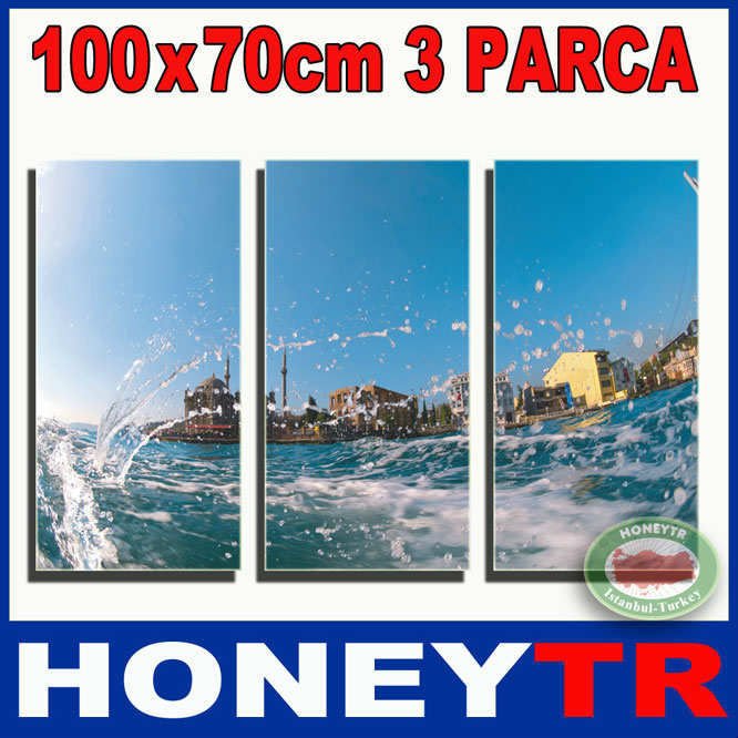 100x70cm 3 PARÇALI CANVAS TABLO BOĞAZ DALGALI