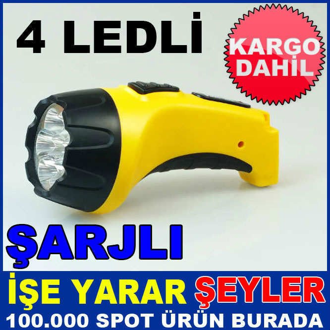 4 LEDLİ ENERJİ TASARRUFLU ŞARJLI EL FENERİ KD
