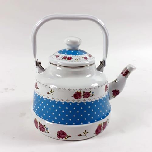 Çiçek Dekorlu 2.5L emaye çaydanlık üstten tutmalı çaydanlık