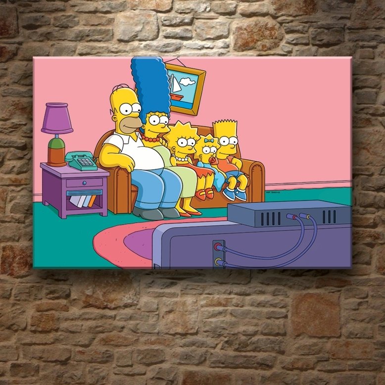 SIMPSONS TV KARŞISI 7 değişen ölçü ORİJİNAL KANVAS TABLO