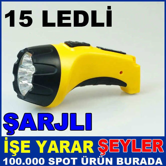 15 LEDLİ ENERJİ TASARRUFLU ŞARJLI EL FENERİ