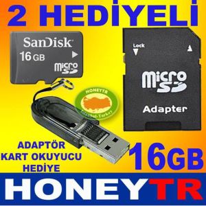 16GB HD SANDISK MICRO SD HAFIZA KARTI 2 HEDİYELİ