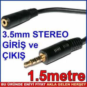3.5mm GİRİŞ VE ÇIKIŞ 1.5m SES UZATMA KABLOSU