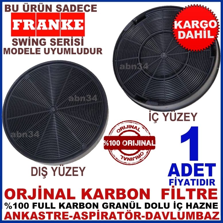 FRANKE SWİNG SERİSİ MODEL ANKASTRE DAVLUMBAZ GRANÜL KARBONLU FİLT
