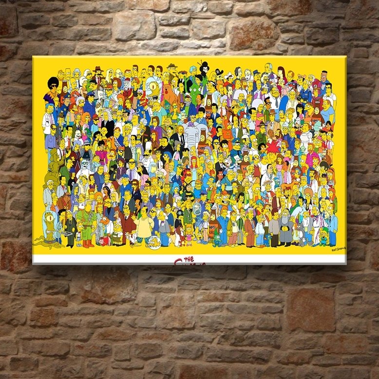 SIMPSONS BÜTÜN KAST 7 değişen ölçü ORİJİNAL KANVAS TABLO