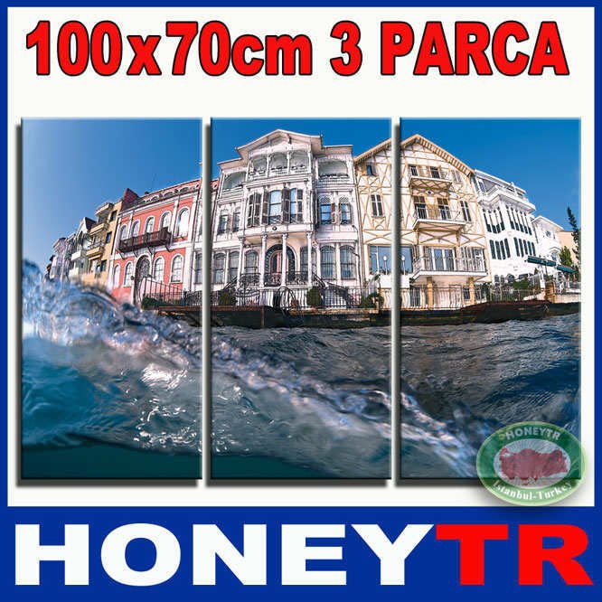 100x70cm 3 PARÇALI CANVAS TABLO BOĞAZ MANZARA