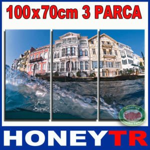 100x70cm 3 PARÇALI CANVAS TABLO BOĞAZ MANZARA