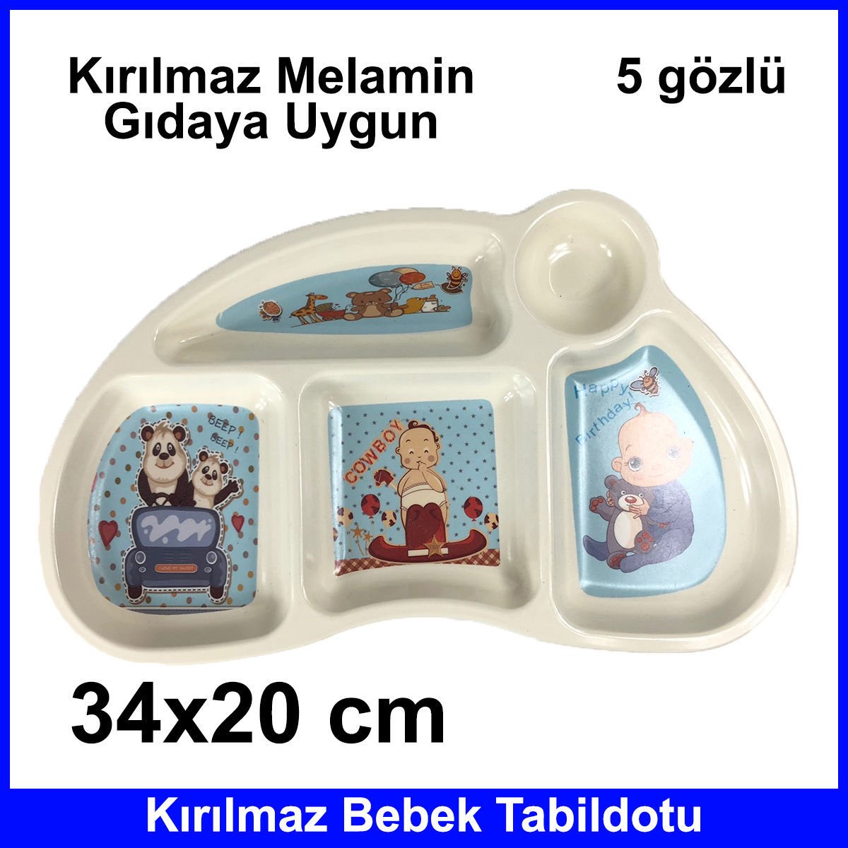 Erkek 5 Gözlü Kırılmaz Melamin Gıdaya Uygun Tabldot Tabağı