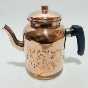 El İşi Çekiç Dövme %100 Bakır Demlik İç Yüzeyi Kalaylı Osmanlı Tipi Kahveci Tipi Çay Demliği 1500ml