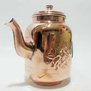 El İşi Çekiç Dövme %100 Bakır Demlik İç Yüzeyi Kalaylı Osmanlı Tipi Kahveci Tipi Çay Demliği 1500ml