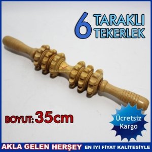Ücretsiz Kargo    6 TEKERLEKLİ TIRTIKLI 35cm AHŞAP MASAJ SOPASI
