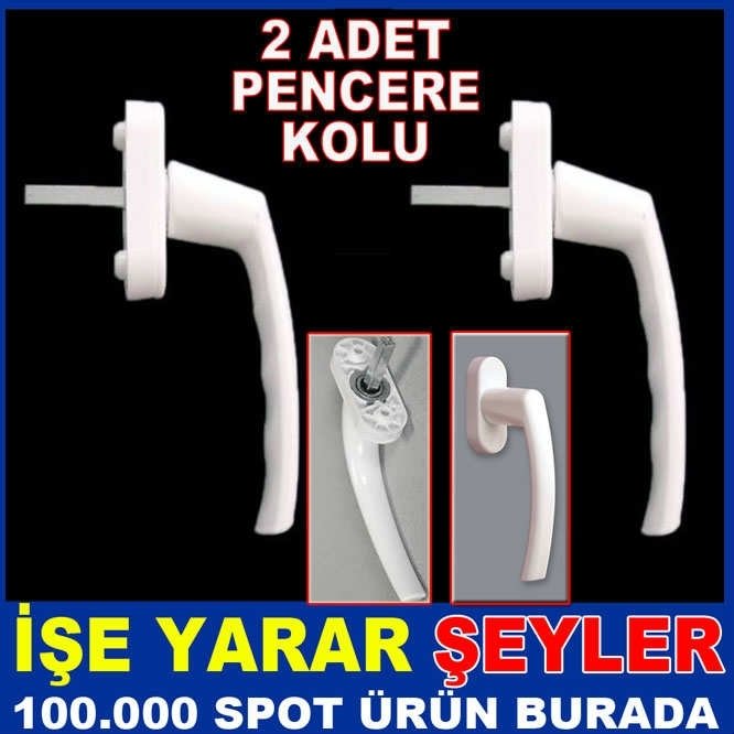 2 ADET BEYAZ PİMAPEN PENCERE KOLU PVC PENCERE KOLU SAĞLAM KALİTELİ PLASTİKTEN ÜRETİM VİDALAR DAHİL