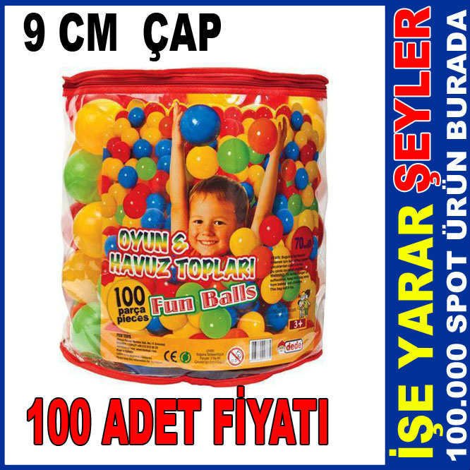 100 ADET 9cm ÇAPINDA ÇOCUK OYUN ve HAVUZ TOPU