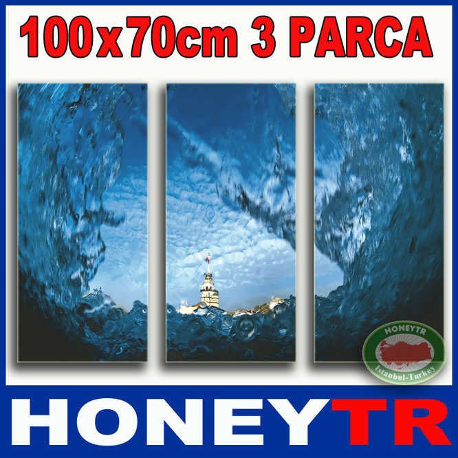 100x70cm 3 PARÇALI CANVAS TABLO DALGA