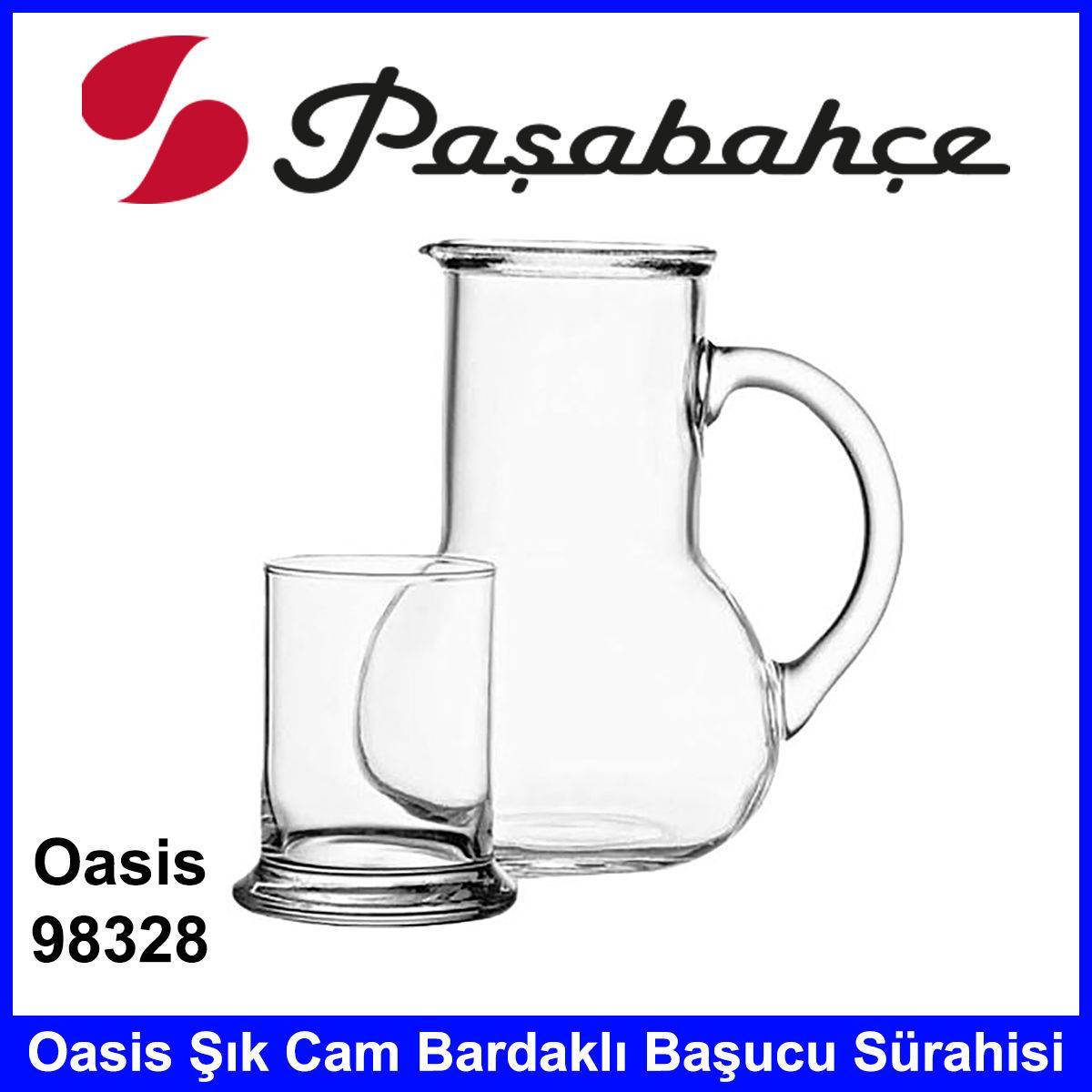 Paşabahçe 98328 Oasis Cam Bardaklı Başucu Sürahisi 1000 cc