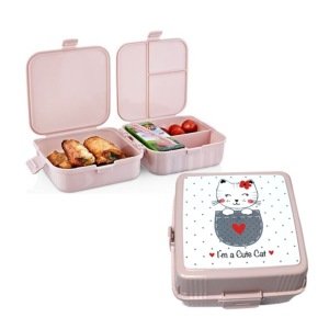 4 Bölmeli Beslenme Kutusu Hello Kitty Desenli Kız Çocukları İçin