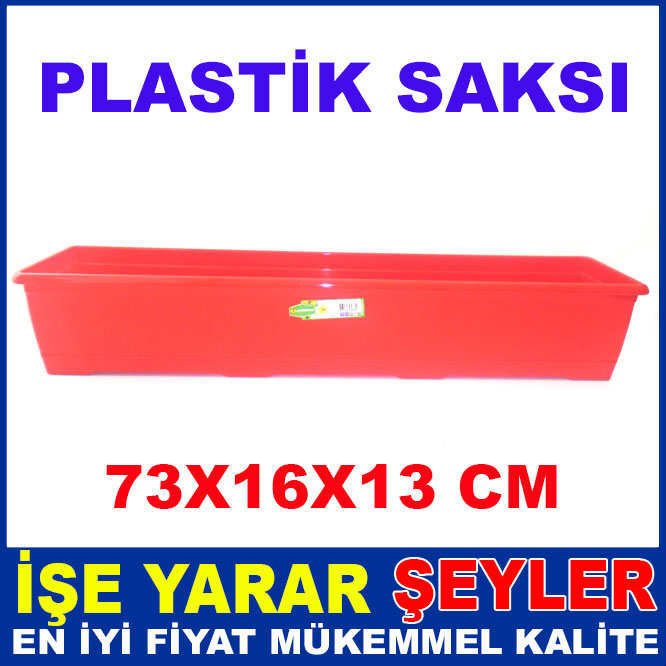 73 CM KIRMIZI DİKDÖRTGEN PLASTİK BALKON SAKSI