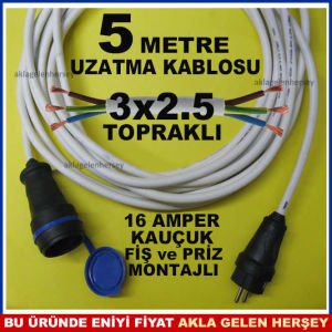 KAUÇUK FİŞ-PRİZ 3x2.5 SAĞLAM UZATMA KABLOSU 5MT