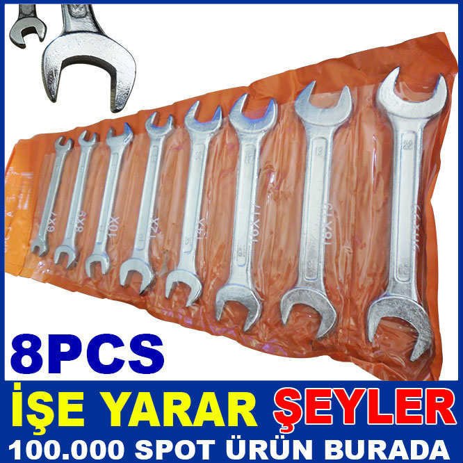 PASLANMAZ KROM KAPLAMA  8'Lİ TAMİR ANAHTAR SETİ