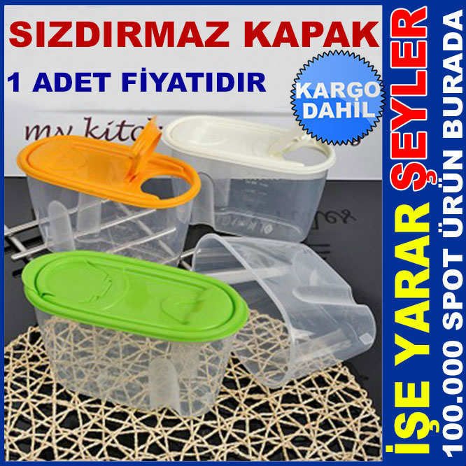 SAFİR 1LT GÜVENLİ KAPAKLI ERZAK SAKLAMA KABI KD