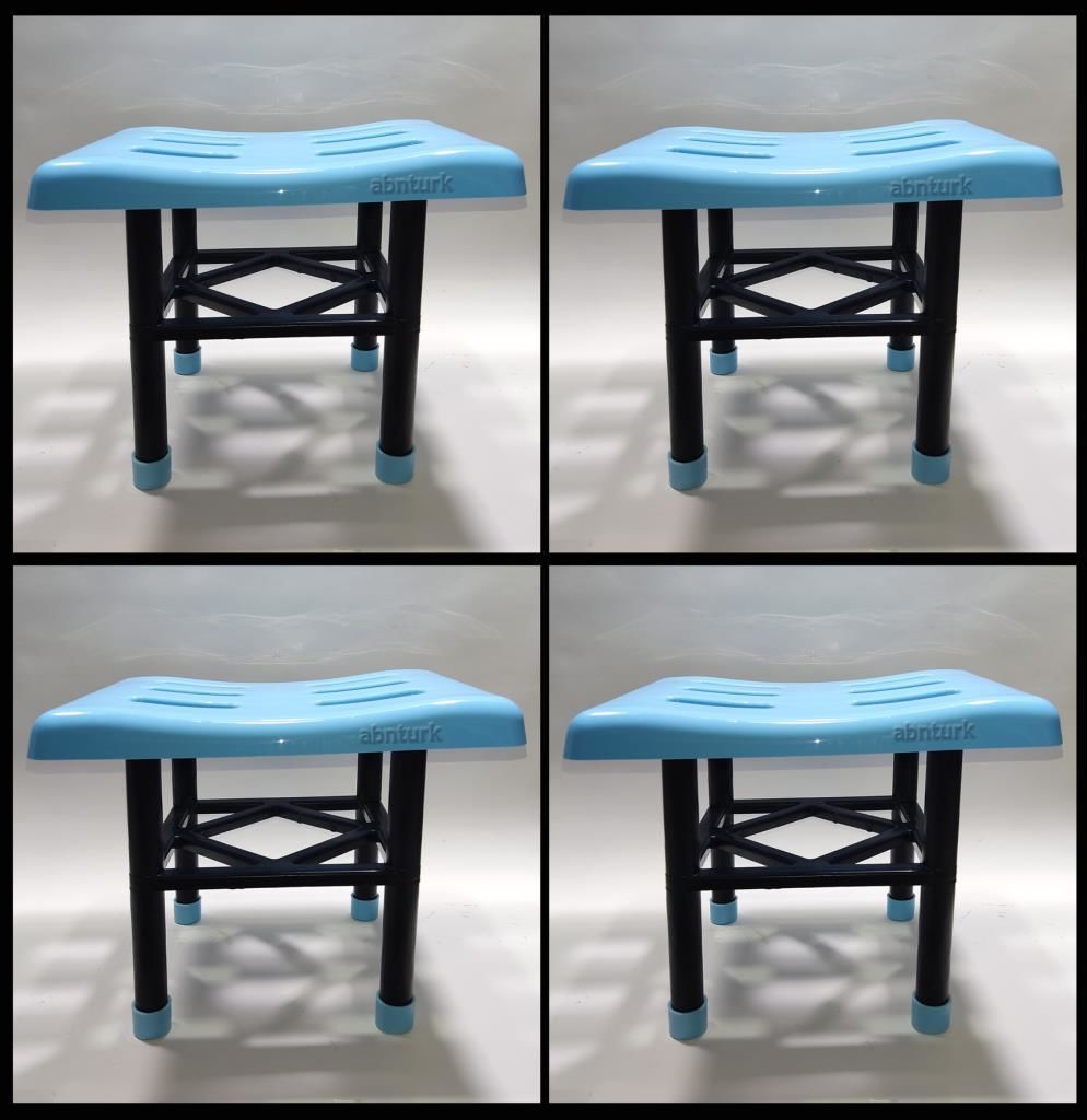 4 adet Kısa Kare Banyo Taburesi Sağlam Plastik 100kg Taşır Iş+ev Piknik Duşakabin Kullanımına Uyar