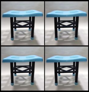 4 adet Kısa Kare Banyo Taburesi Sağlam Plastik 100kg Taşır Iş+ev Piknik Duşakabin Kullanımına Uyar