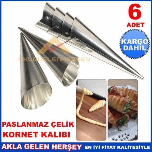 Paslanmaz Çelik 6'lı Set Kornet Kalıbı Korneo Kalıp Seti
