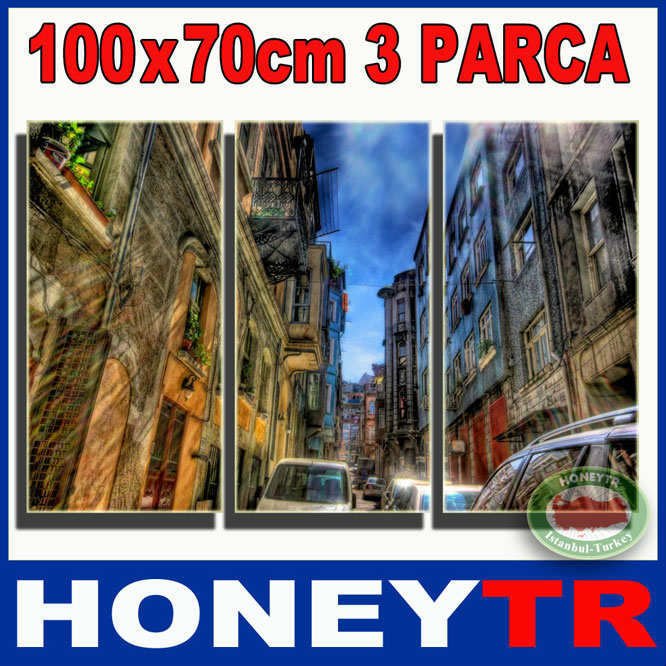 100x70cm 3 PARÇALI CANVAS TABLO  SOKAK