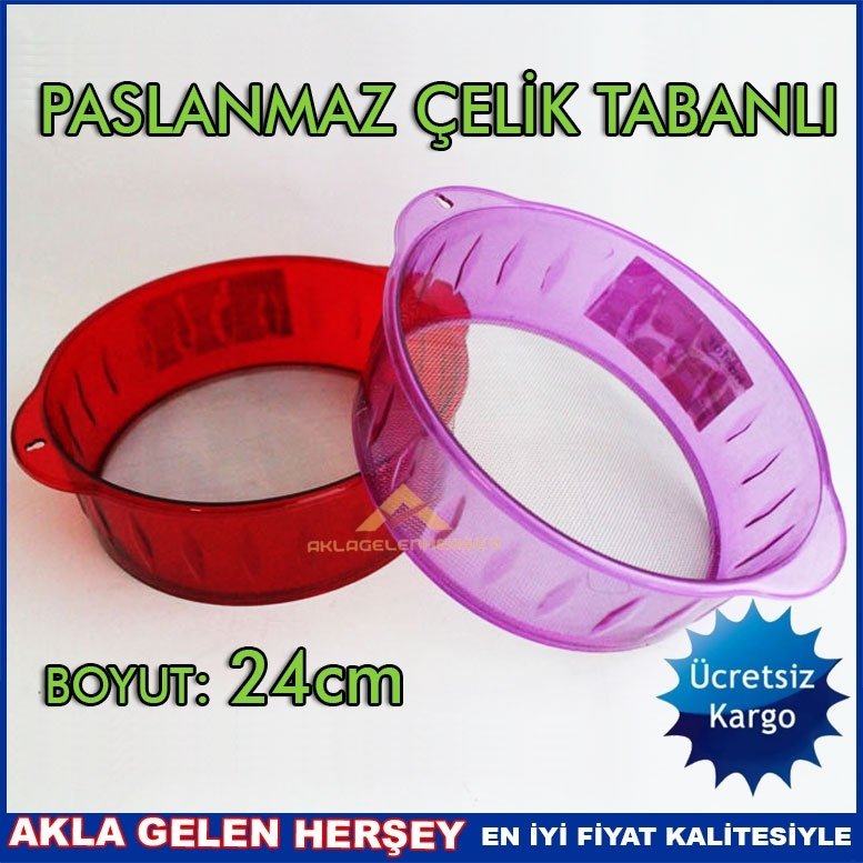 Ücretsiz Kargo    24cm PASLANMAZ TABANLI UN ELEĞİ MİDİ SÜZGEÇ