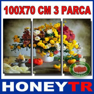 100x70cm 3PARÇALI CANVAS TABLO PASTEL STİLL LİFE