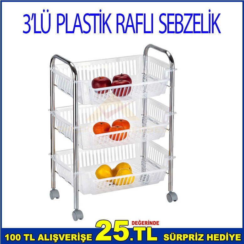 3'LÜ PLASTİK ÇIKARTILIP TAKİNABİLMELİ RAFLI ÖZEL HAMMADDEEN MAMÜL KIRILMAZ SEBZELİK