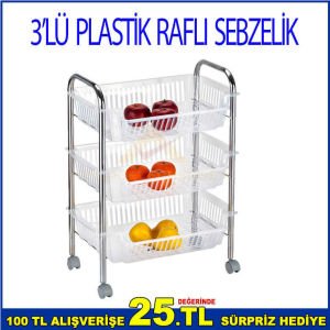 3'LÜ PLASTİK ÇIKARTILIP TAKİNABİLMELİ RAFLI ÖZEL HAMMADDEEN MAMÜL KIRILMAZ SEBZELİK