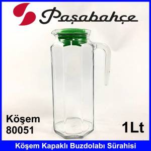 Paşabahçe 80051 Köşem Kapaklı Buzdolabı Şık Kaliteli Cam Sürahi 1000 cc